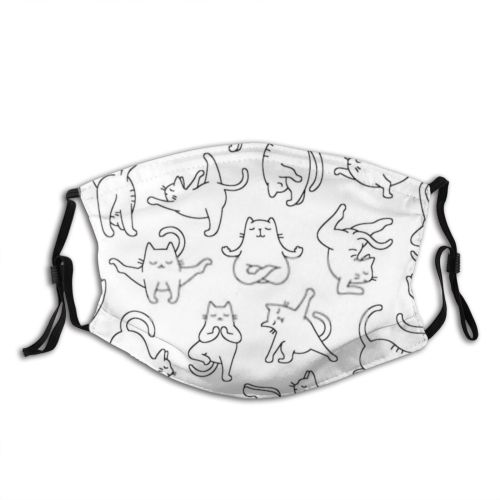 yanfind Chakra Wellness Concentration Fit Cat Mindful Pet Yoga Namaste Zen Kitty Doodle Dust Washable Reusable Filter and Reusable Mouth Warm Windproof Cotton Face