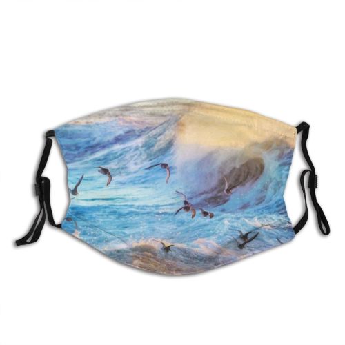 yanfind Dawn Dramatic Pastel Landscape Wild Flock Bird Coastline Island Tranquility Scene Softness Dust Washable Reusable Filter and Reusable Mouth Warm Windproof Cotton Face