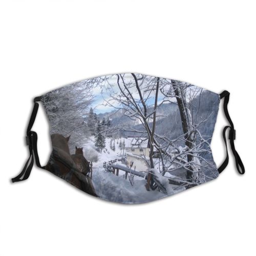 yanfind Winter Geological Landscape Sky Tree Ice Storm Blizzard Frost Winter Freezing Snow Dust Washable Reusable Filter and Reusable Mouth Warm Windproof Cotton Face
