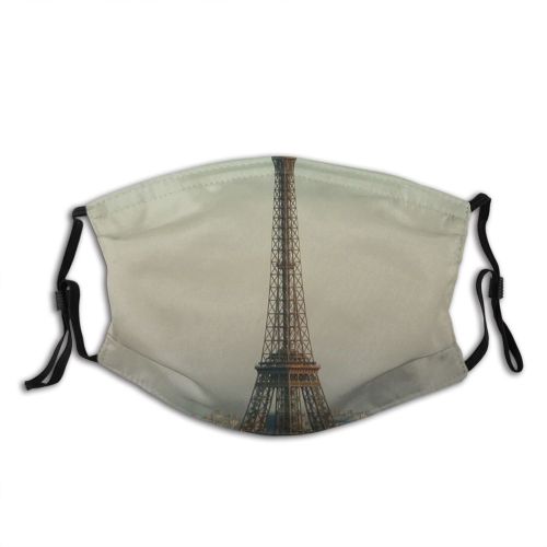 yanfind Urban Paris City Metropolitan France Metropolis Sky Eiffel Tower Area Tower Skyscraper Dust Washable Reusable Filter and Reusable Mouth Warm Windproof Cotton Face
