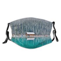 yanfind Idyllic Lake Daylight Pine Snowy Forest Frozen River Scenery Winter Trees Outdoors Dust Washable Reusable Filter and Reusable Mouth Warm Windproof Cotton Face