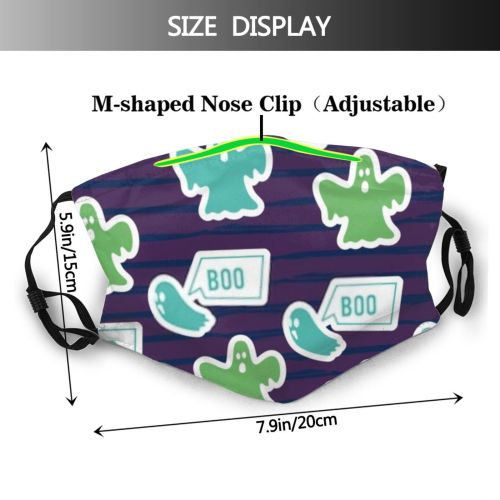 yanfind Horror Halloween Cute Fantasy Seamless Poltergeist Spirit Fear Kid Night Magic October Dust Washable Reusable Filter and Reusable Mouth Warm Windproof Cotton Face
