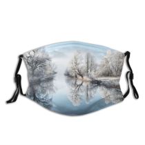 yanfind Frost Alps Landscape Tranquility Snow Bavaria Valley Fog Loisach Idyllic River Flowing Dust Washable Reusable Filter and Reusable Mouth Warm Windproof Cotton Face