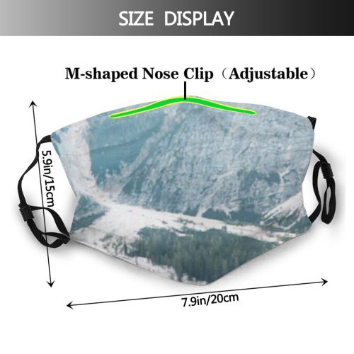 yanfind Idyllic Watercraft Wooden Lake Transportation Canoe Daytime Tranquil Scenery Capped Dock Mountains Dust Washable Reusable Filter and Reusable Mouth Warm Windproof Cotton Face
