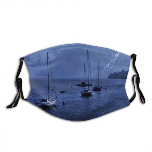 yanfind Night Vehicle Calm Navigation Contrast Spring Lights Colours Cloud Landscape Sea Boat Dust Washable Reusable Filter and Reusable Mouth Warm Windproof Cotton Face