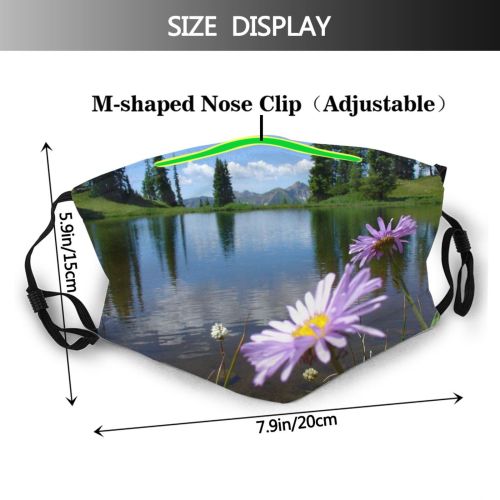 yanfind Pond Landscape Reflection Trees Plant Sky Flowers Wildflower Lake Natural Mountains Wilderness Dust Washable Reusable Filter and Reusable Mouth Warm Windproof Cotton Face