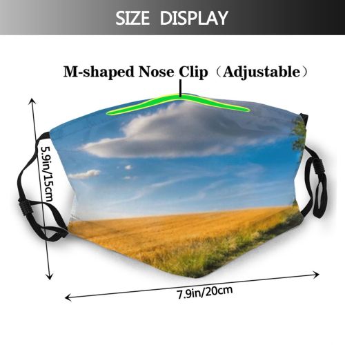 yanfind Bread Sky Lauragais Sunrise Growing Corn Barley Plant Panorama Cereal Harvest Flour Dust Washable Reusable Filter and Reusable Mouth Warm Windproof Cotton Face