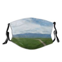 yanfind Grassland Landscape Highland Natural Outdoor California Steppe Mountain Ecoregion Bakersfield Hill Pasture Dust Washable Reusable Filter and Reusable Mouth Warm Windproof Cotton Face