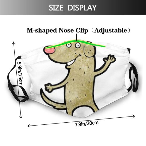 yanfind Crazy Artwork Cute Old Dog Doodle Quirky Art Retro Silly Drawn Happy Dust Washable Reusable Filter and Reusable Mouth Warm Windproof Cotton Face