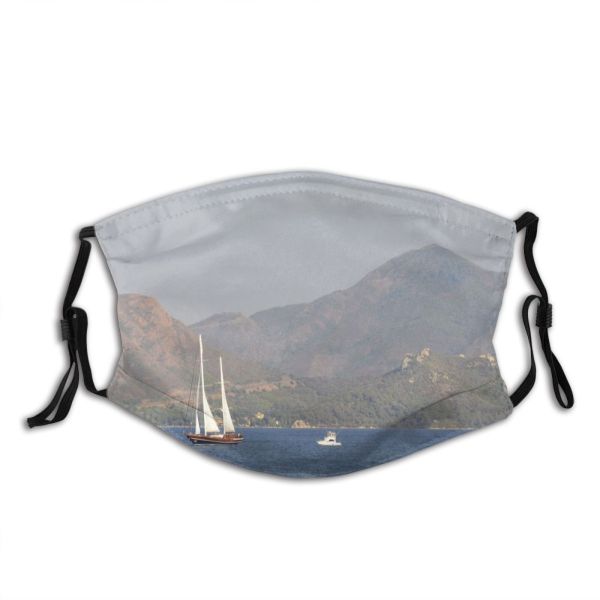 yanfind Lonely With Sky Vehicle Calm Atmospheric Sun Sound Leaves Sail Boat Sky Dust Washable Reusable Filter and Reusable Mouth Warm Windproof Cotton Face