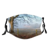 yanfind Winter Mist Field Morning Natural Atmospheric Fog England Landscape Sky Branch Tree Dust Washable Reusable Filter and Reusable Mouth Warm Windproof Cotton Face