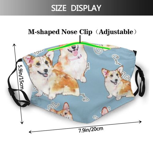 yanfind Calligraphy Isolated Fur Cute Seamless Dog Pastel Puppy Welsh Ginger Handwritten Baby Dust Washable Reusable Filter and Reusable Mouth Warm Windproof Cotton Face