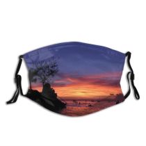 yanfind Dusk Afterglow Cloud Sunset Beach Sea Sunset Sky Horizon Sunrise Philippines Sea Dust Washable Reusable Filter and Reusable Mouth Warm Windproof Cotton Face