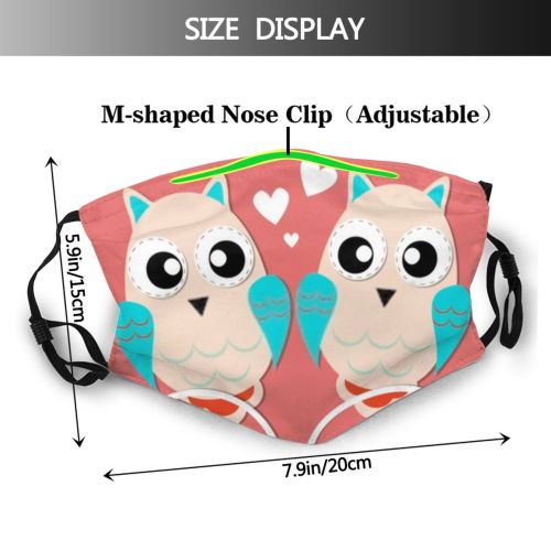 yanfind Bird Cute Wedding Doodle Scribble Baby Valentine Tree Love Branch Romantic Heart Dust Washable Reusable Filter and Reusable Mouth Warm Windproof Cotton Face