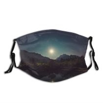 yanfind Lake Reflections Evening Night Dawn Stars Mountain Forest Scenery Mountains Peak Beautiful Dust Washable Reusable Filter and Reusable Mouth Warm Windproof Cotton Face