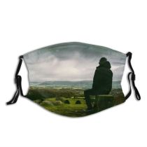 yanfind Idyllic Sit Calm Rock Clouds Scenery Mountains Wanderlust Grass Dark Outdoors Sky Dust Washable Reusable Filter and Reusable Mouth Warm Windproof Cotton Face