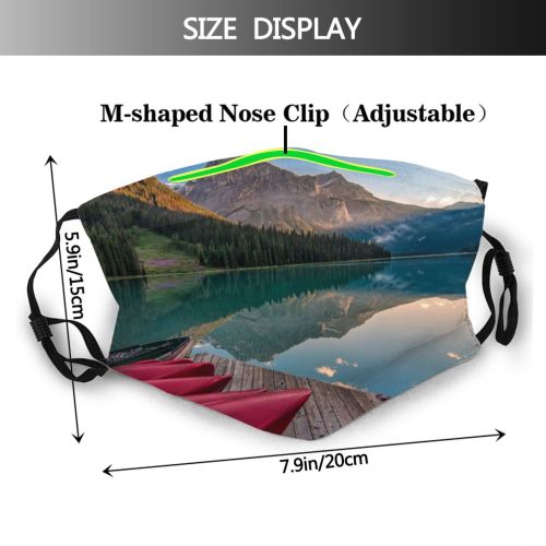 yanfind Lake Daylight Calm Park Reflections Mountain Forest Clouds Tourism River Scenery Dock Dust Washable Reusable Filter and Reusable Mouth Warm Windproof Cotton Face