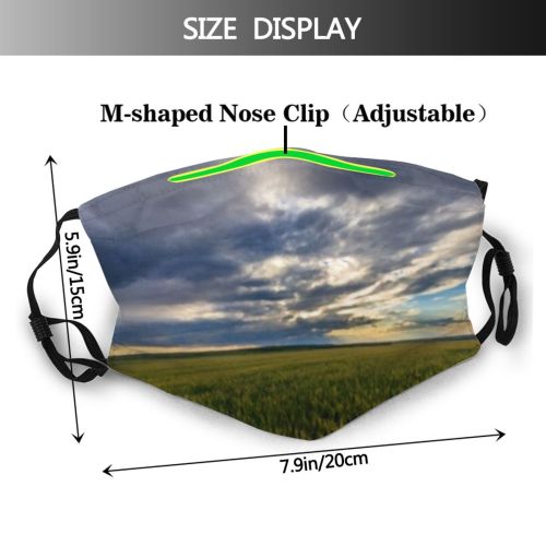 yanfind Cereal Wheat Beautiful Meadow Season Field Rye Scene Sky Beam Fence Farm Dust Washable Reusable Filter and Reusable Mouth Warm Windproof Cotton Face