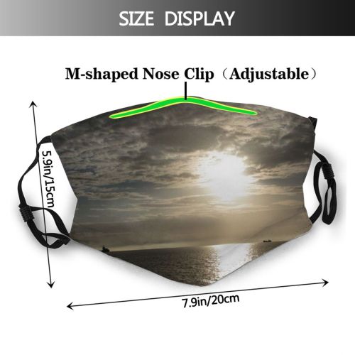 yanfind Vapor Horizon Calm Morning Cloud Sunset Sea Sky Ship Ocean Island Clouds   Dust Washable Reusable Filter and Reusable Mouth Warm Windproof Cotton Face