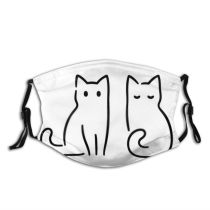 yanfind Abstract Calligraphy Isolated Emblem Japanese Contemporary Artwork Cat Kitty Cute Minimalistic Contour Dust Washable Reusable Filter and Reusable Mouth Warm Windproof Cotton Face