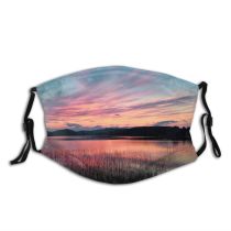 yanfind Idyllic Lake Sunset Evening Dawn Clouds Dramatic River Reeds Marsh Sun Trees Dust Washable Reusable Filter and Reusable Mouth Warm Windproof Cotton Face