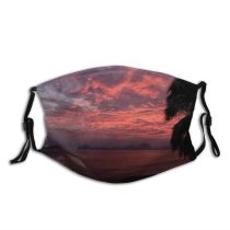 yanfind Dusk Afterglow Cloud Sunset Beach Sunset Vacation Sky Horizon Sunrise Tree Tropical Dust Washable Reusable Filter and Reusable Mouth Warm Windproof Cotton Face