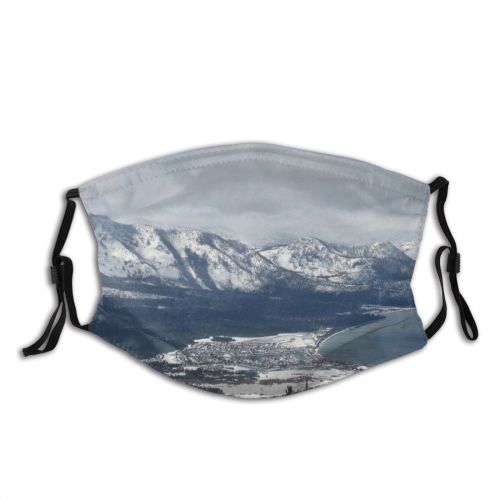 yanfind Ridge Winter Tahoe Landforms Fell Cloud Snow Landscape Lake Mountain Sky Highland Dust Washable Reusable Filter and Reusable Mouth Warm Windproof Cotton Face