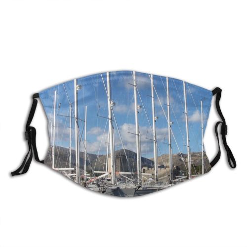 yanfind Marina Watercraft Harbor Mast Sailboat Bridge Sky River Croatia Vehicle Reflection Trogir Dust Washable Reusable Filter and Reusable Mouth Warm Windproof Cotton Face