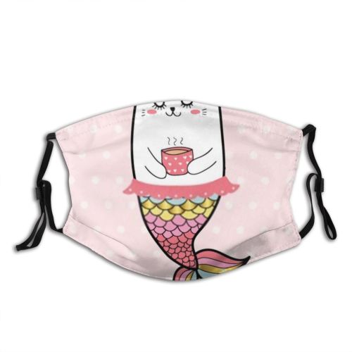 yanfind Isolated Smile Little Cat Mermaid Cute Doodle Summer Design Beautiful Sweet Pet Dust Washable Reusable Filter and Reusable Mouth Warm Windproof Cotton Face