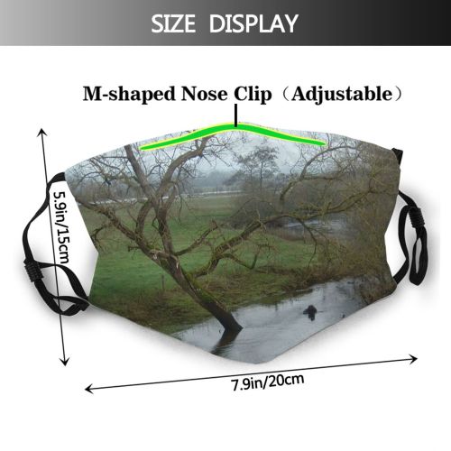 yanfind Field Nore Bank Wet Tree River Clouds Immersed River Winter Floodplain Cows Dust Washable Reusable Filter and Reusable Mouth Warm Windproof Cotton Face