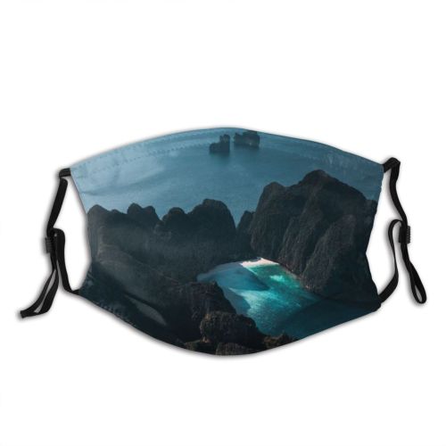yanfind Idyllic Shot Footage Oceanside Seaside Sea Geological Daytime Tranquil Drone Geology Scenery Dust Washable Reusable Filter and Reusable Mouth Warm Windproof Cotton Face