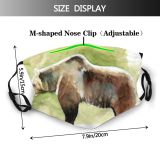 yanfind Isolated Fur Cute Grizzly Watercolour Wildlife Bear Design Art Watercolor Forest Wild Dust Washable Reusable Filter and Reusable Mouth Warm Windproof Cotton Face