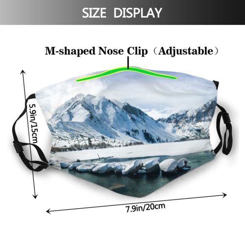 yanfind Lake Frosty Mountain Frozen Capped High Mountains Beautiful Winter Fjord Outdoors Snow Dust Washable Reusable Filter and Reusable Mouth Warm Windproof Cotton Face