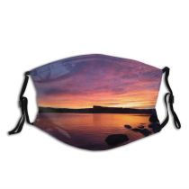 yanfind Idyllic Lake Sunset Dawn Sea Clouds Beach Tranquil Backlit Scenery Ripples Outdoors Dust Washable Reusable Filter and Reusable Mouth Warm Windproof Cotton Face