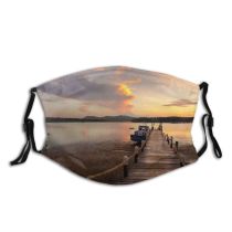 yanfind Jetty Wooden Lake Calm Sunset Evening Dawn Sea Beach Islands River Dock Dust Washable Reusable Filter and Reusable Mouth Warm Windproof Cotton Face