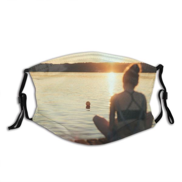 yanfind Lake Landscape Outdoors Dock Sky Sunset Girl Mountains Dawn Sun Dust Washable Reusable Filter and Reusable Mouth Warm Windproof Cotton Face