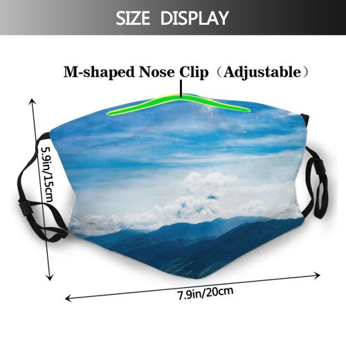 yanfind Idyllic Mountain Clouds Tranquil Scenery High Mountains Peak Summit Valley Alps Trees Dust Washable Reusable Filter and Reusable Mouth Warm Windproof Cotton Face