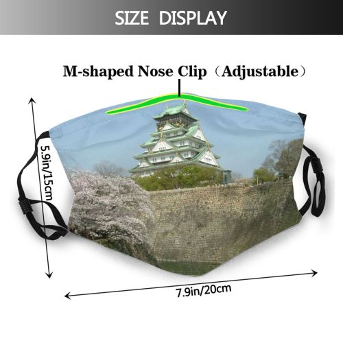 yanfind Sakura Building Festival Spring Cherry Osaka Plant Japan Flower Wall Blossom Blossom Dust Washable Reusable Filter and Reusable Mouth Warm Windproof Cotton Face