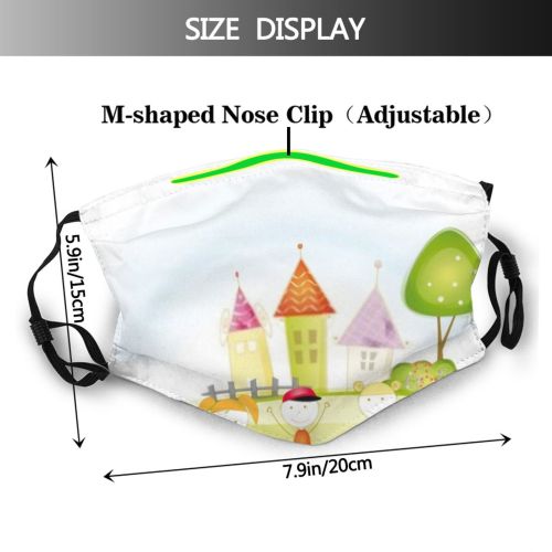 yanfind Garden Young Story Cute Village Seamless Sky Fence Girls Summer Flowers Simple Dust Washable Reusable Filter and Reusable Mouth Warm Windproof Cotton Face
