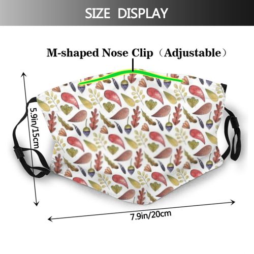 yanfind Isolated Garden Decor Flora Cute Seamless Colorful Fall Summer Autumn Twig Ornament Dust Washable Reusable Filter and Reusable Mouth Warm Windproof Cotton Face
