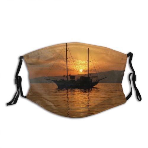 yanfind Love Vehicle Calm Hot Sun Miyologi Sunset Sea Sky Ship City Afterglow Dust Washable Reusable Filter and Reusable Mouth Warm Windproof Cotton Face