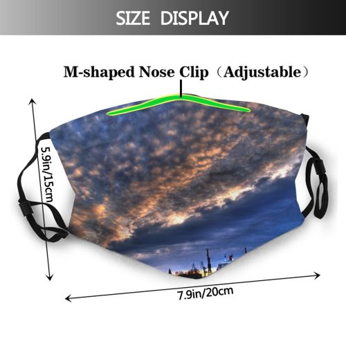 yanfind HDR Queen Sky Horizon Morning Sun Cloud Sunset Sea Big Sky Ship Dust Washable Reusable Filter and Reusable Mouth Warm Windproof Cotton Face