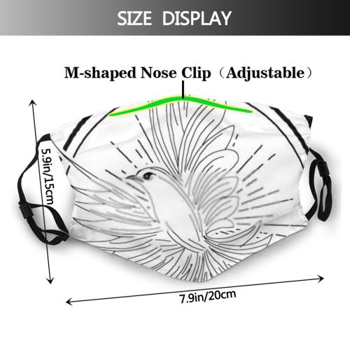 yanfind Abstract Emblem Bird Cute Feather Hummingbird Humming Natural Wildlife Fauna Fly Design Dust Washable Reusable Filter and Reusable Mouth Warm Windproof Cotton Face