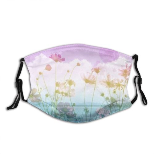 yanfind Blossom Sky Spring Flower Vintage Flora Romantic Retro Tropical Cosmos Celebration Valentine Dust Washable Reusable Filter and Reusable Mouth Warm Windproof Cotton Face