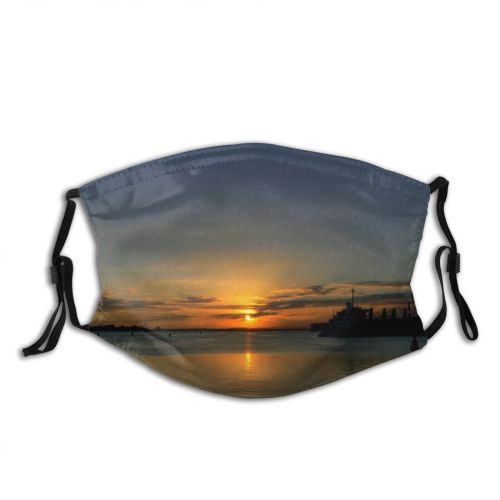yanfind Horizon Evening Pilot Cloud Sunset Boat Sea Sky Harbour Richards Afternoon Bay Dust Washable Reusable Filter and Reusable Mouth Warm Windproof Cotton Face