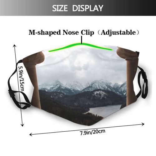 yanfind Idyllic Ice Frost Mountain Icy Slopes Clouds Coniferous Tranquil Scenery Capped Schwangau Dust Washable Reusable Filter and Reusable Mouth Warm Windproof Cotton Face