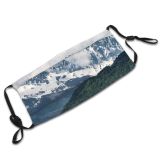 yanfind Ice Glacier Daylight Frost Sight Frosty Mountain Snowy Clouds Daytime Peaks Frozen Dust Washable Reusable Filter and Reusable Mouth Warm Windproof Cotton Face