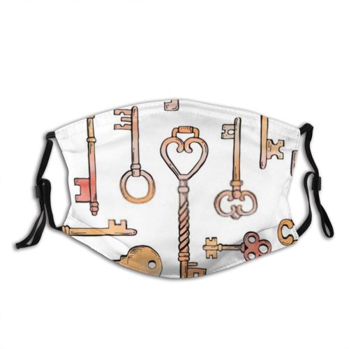 yanfind Abstract Cute Antiquarian Old Interior Seamless Classic Door Vintage Key Lock Ornament Dust Washable Reusable Filter and Reusable Mouth Warm Windproof Cotton Face