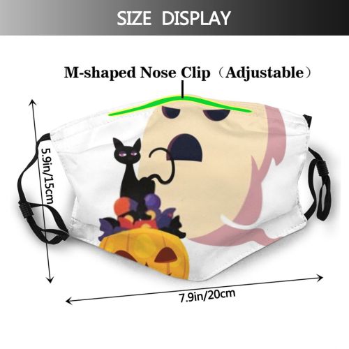 yanfind Horror Halloween Cat Font Night Autumn October Pumpkin Spooky Spider Trick Treat Dust Washable Reusable Filter and Reusable Mouth Warm Windproof Cotton Face