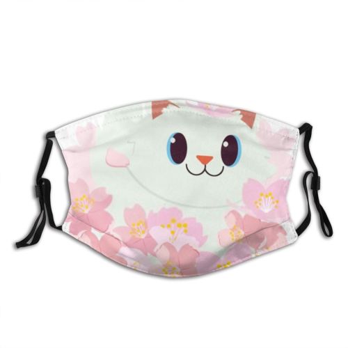 yanfind Isolated Smile Asian Japanese Hanami Cat Cute Fortune Luck Culture Blossom Cherry Dust Washable Reusable Filter and Reusable Mouth Warm Windproof Cotton Face